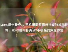 512025德州扑克app手机版探索德州扑克的神秘世界，512025德州扑克APP手机版的深度体验