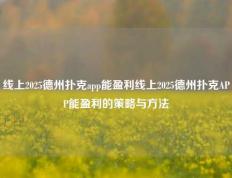 线上2025德州扑克app能盈利线上2025德州扑克APP能盈利的策略与方法