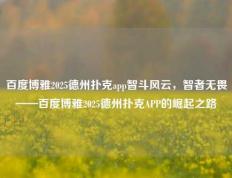 百度博雅2025德州扑克app智斗风云，智者无畏——百度博雅2025德州扑克APP的崛起之路