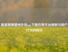 新浪微博德州扑克app下载作弊平台规则与用户行为的探讨