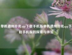 单机德州扑克app下载手机版单机德州扑克app下载手机版的探索与体验