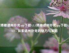 博雅德州扑克app下载4.1.1博雅德州扑克app下载4.1.1 - 探索德州扑克的魅力与策略