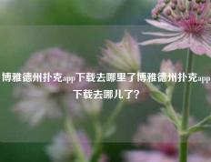 博雅德州扑克app下载去哪里了博雅德州扑克app下载去哪儿了？