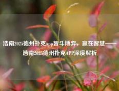 浩南2025德州扑克app智斗博弈，赢在智慧——浩南2025德州扑克APP深度解析