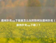 德州扑克app下载是怎么玩的如何玩德州扑克（德州扑克app下载）？