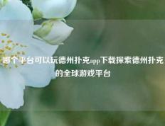 哪个平台可以玩德州扑克app下载探索德州扑克的全球游戏平台