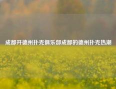 成都开德州扑克俱乐部成都的德州扑克热潮