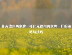 扑克德州两家牌一样扑克德州两家牌一样的策略与技巧