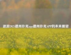 途游2025德州扑克app德州扑克APP的未来展望