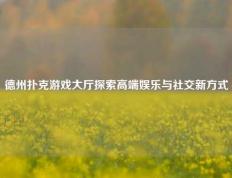 德州扑克游戏大厅探索高端娱乐与社交新方式