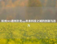 杭州2025德州扑克app未来科技之城的创新与活力