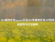 2025德州扑克appante打法2025年德州扑克APP的未来趋势与打法解析