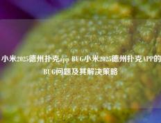 小米2025德州扑克app BUG小米2025德州扑克APP的BUG问题及其解决策略