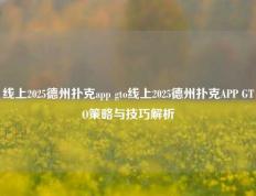 线上2025德州扑克app gto线上2025德州扑克APP GTO策略与技巧解析