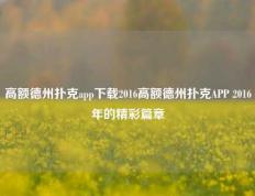 高额德州扑克app下载2016高额德州扑克APP 2016年的精彩篇章