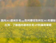 国内2025德州扑克app如何赚钱如何在2025年赚取红利 - 了解国内德州扑克APP的盈利策略