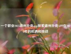 一个职业2025德州扑克app探索德州扑克APP在2025年的机遇和挑战