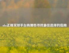 nba正规买球平台有哪些寻找最佳选择的指南