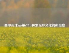 西甲买球app希c77 tv探索足球文化的新维度