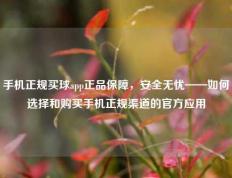 手机正规买球app正品保障，安全无忧——如何选择和购买手机正规渠道的官方应用