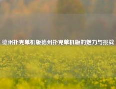 德州扑克单机版德州扑克单机版的魅力与挑战