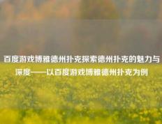 百度游戏博雅德州扑克探索德州扑克的魅力与深度——以百度游戏博雅德州扑克为例