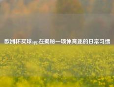 欧洲杯买球app在揭秘一项体育迷的日常习惯