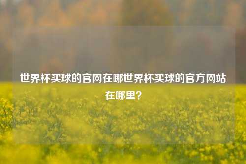 世界杯买球的官网在哪世界杯买球的官方网站在哪里？