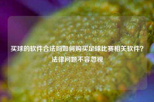 买球的软件合法吗如何购买足球比赛相关软件？法律问题不容忽视