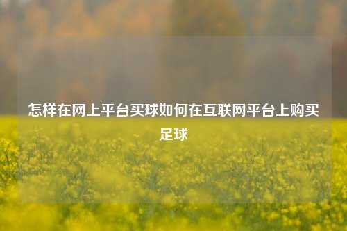 怎样在网上平台买球如何在互联网平台上购买足球