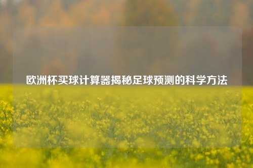 欧洲杯买球计算器揭秘足球预测的科学方法