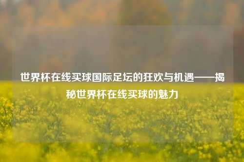 世界杯在线买球国际足坛的狂欢与机遇——揭秘世界杯在线买球的魅力