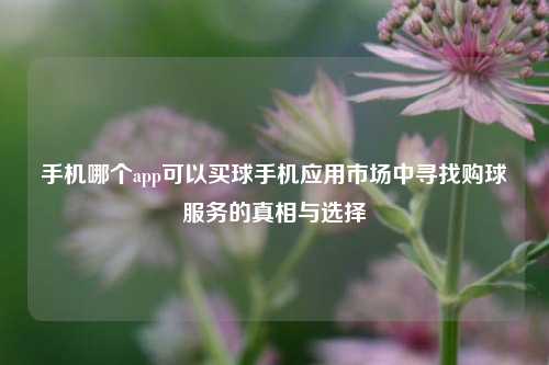 手机哪个app可以买球手机应用市场中寻找购球服务的真相与选择