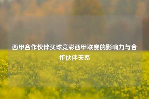 西甲合作伙伴买球竞彩西甲联赛的影响力与合作伙伴关系