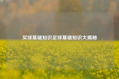 买球基础知识足球基础知识大揭秘