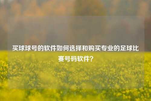 买球球号的软件如何选择和购买专业的足球比赛号码软件？
