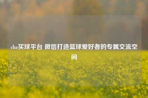 cba买球平台 微信打造篮球爱好者的专属交流空间