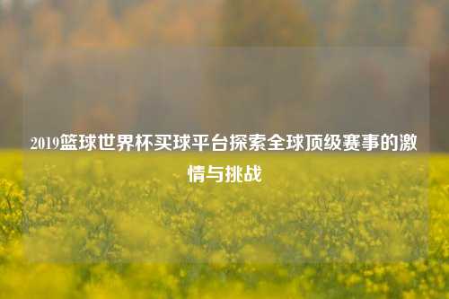 2019篮球世界杯买球平台探索全球顶级赛事的激情与挑战