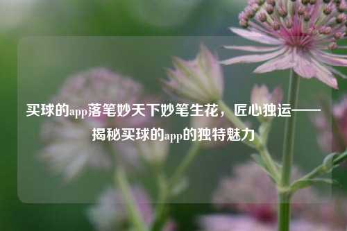 买球的app落笔妙天下妙笔生花，匠心独运——揭秘买球的app的独特魅力