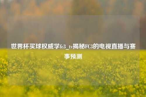 世界杯买球权威学fc3_tv揭秘FC3的电视直播与赛事预测