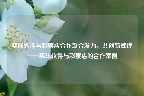 买球软件与彩票店合作联合发力，共创新辉煌——买球软件与彩票店的合作案例