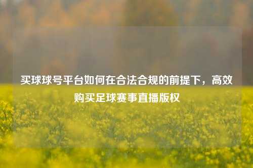 买球球号平台如何在合法合规的前提下，高效购买足球赛事直播版权