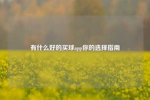 有什么好的买球app你的选择指南