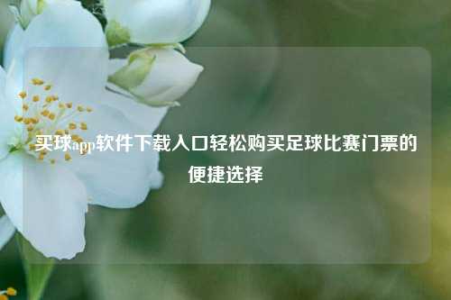 买球app软件下载入口轻松购买足球比赛门票的便捷选择