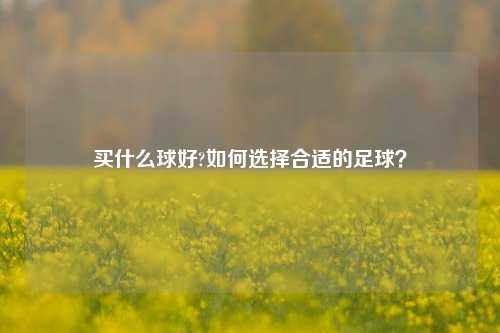 买什么球好?如何选择合适的足球？