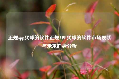 正规app买球的软件正规APP买球的软件市场现状与未来趋势分析