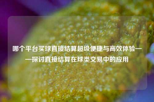 哪个平台买球直接结算超级便捷与高效体验——探讨直接结算在球类交易中的应用