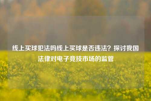 线上买球犯法吗线上买球是否违法？探讨我国法律对电子竞技市场的监管
