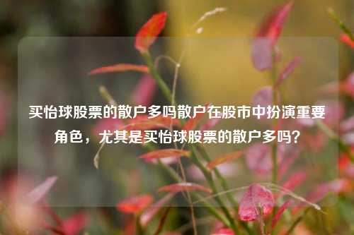 买怡球股票的散户多吗散户在股市中扮演重要角色，尤其是买怡球股票的散户多吗？