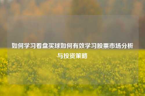 如何学习看盘买球如何有效学习股票市场分析与投资策略